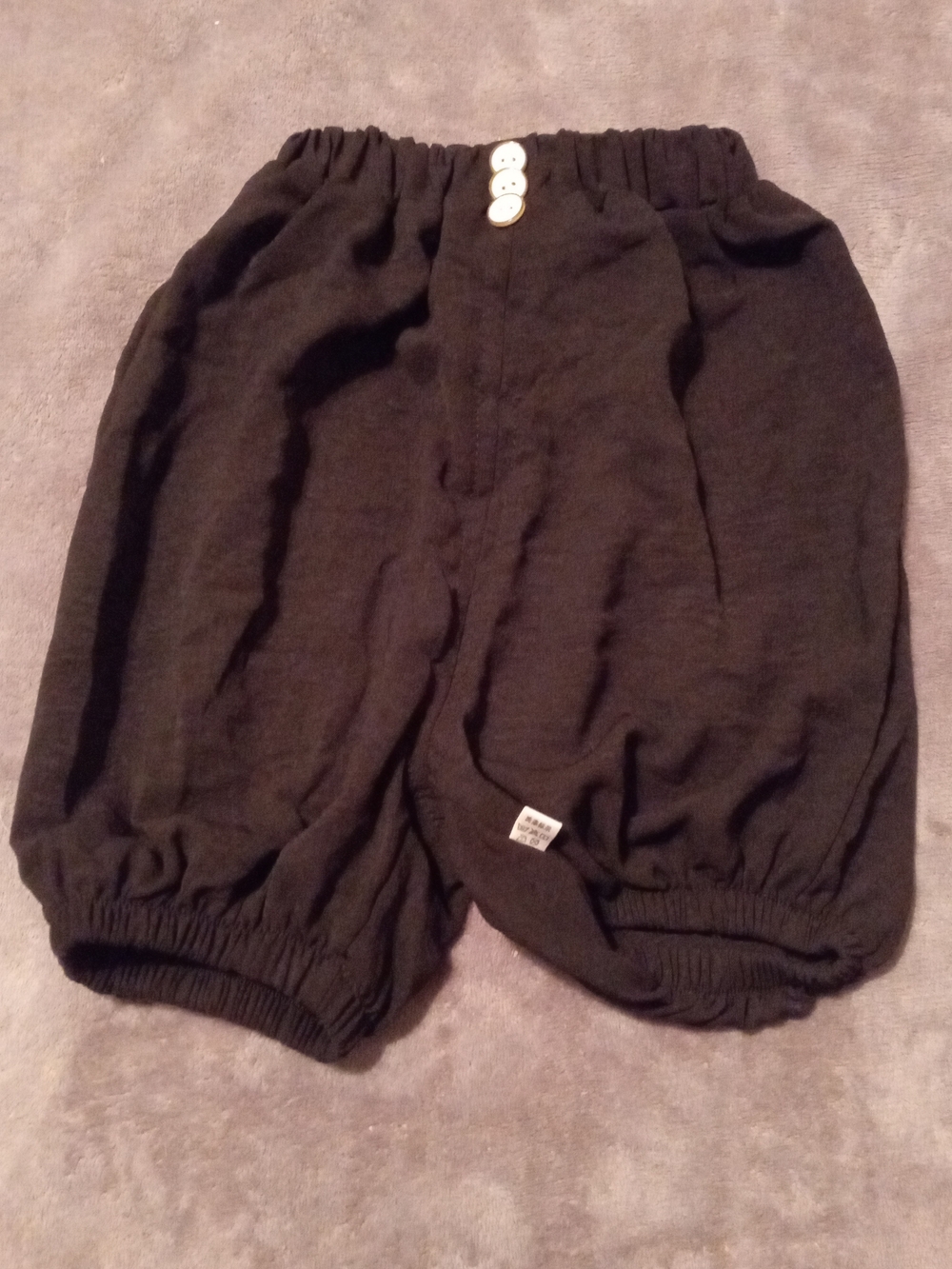 Source Unknown Black Kids Elastic Waist Bloomers with Button Detail